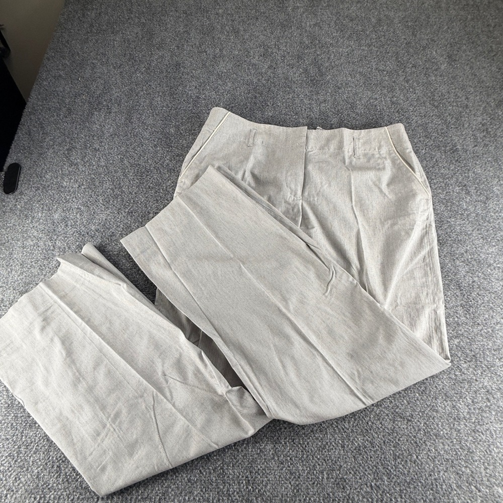 Ann Taylor Loft Womens Grey Pinstripe Flare Leg Stretch Trousers Size 14 NWT